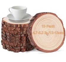 Porta-copos Timburst Wood Slices de 12 a 13 cm, 10 peças de pinho