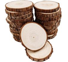 Porta-copos Wood Slices, 30 peças de madeira de pinho natural inacabada