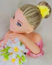 Porta Coque Belli Flor Pérolas Amarelo Claro - Acessório de Cabelo Porta Coque Belli Flor Pérolas Amarelo Claro - Acessório de Cabelo