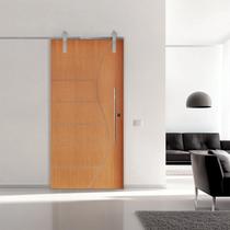 Porta Correr 12 Trilho Soft Aparente Puxador Tubo 80cm 102cm X 210cm Esquerdo Belissima Rodam