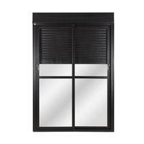 Porta Correr 2 Folhas Móveis Central Topsul com Persiana Integrada Controle Remoto 220x150cm Esquadr Porta Correr 2 Folhas Móveis Central Topsul com Persiana Integrada Controle Remoto 220x150cm Esquadr