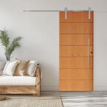 Porta Correr 2 Trilho Soft Aparente Puxador Tubo Cromado 80cm 82cm X 210cm Esquerdo Belíssima Rodam