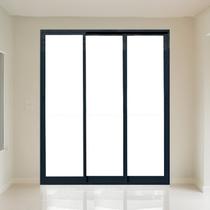 Porta Correr 3 Folhas Vidro 200cm X 215cm Vidro Temperado 6cm Fábrica do Alumínio