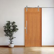 Porta Correr 9 Trilhos Soft Aparente Puxador Tubo 60cm 110x210cm Direito Belíssima Rodam