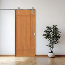 Porta Correr 9 Trilhos Soft Aparente Puxador Tubo 60cm 92x210cm Esquerdo Belíssima Rodam