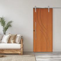 Porta Correr 9 Trilhos Soft Aparente Puxador Tubo 80cm 72x210cm Concept Rodam Abertura Direita