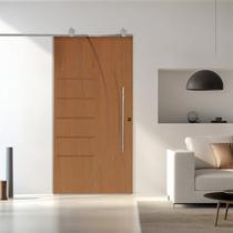 Porta Correr Pmf-134 Trilho Soft Aparente Puxador Tubo 80cm 72x210cm Esquerdo Rodam