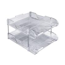 Porta Correspondência com 2 Andares Yes Transparente Cristal Organizador Desmontável Documentos