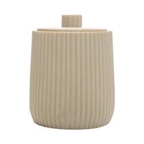 Porta Cotonete 8,5 x 8,5 x 10,5Cm Bege Poliresina Striato Wolff