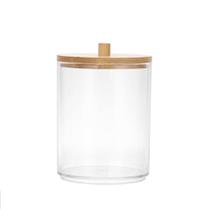 Porta Cotonete Acrílico 7x9,5cm Tampa Bambu Porta Cotonete Acrílico 7x9,5cm Tampa Bambu