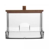 Porta Cotonete Acrílico com Tampa Bambu 8x7x9cm My Box