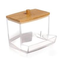 Porta Cotonete Bambu Suporte Organizador de Algodão 9x8x9cm - Fratelli