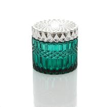 Porta Cotonete Com Tampa De Vidro Bela Flor 8cm x 9cm Verde Porta Cotonete Com Tampa De Vidro Bela Flor 8cm x 9cm Verde