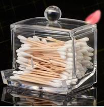 Porta Cotonete Com Tampa Organizador Higiene Pessoal Limpeza Acrílico CK4957 Porta Cotonete Com Tampa Organizador Higiene Pessoal Limpeza Acrílico CK4957