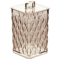 Porta Cotonete e Algodão de Plástico Com Tampa Cristal Glamour âmbar Plasutil ref.14217