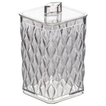 Porta Cotonete e Algodão de Plástico Com Tampa Cristal Glamour Incolor Plasutil ref.14216 Porta Cotonete e Algodão de Plástico Com Tampa Cristal Glamour Incolor Plasutil ref.14216