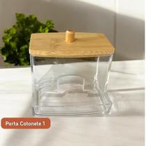 Porta Cotonete e Algodão em Acrílico Cristal com Tampa Multiuso para Maquiagens, Elásticos e Acessórios Universais