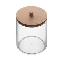 Porta Cotonete Redondo Com Tampa De Bambu My Box 7x7x8cm
