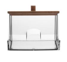 Porta Cotonete Retangular Com Tampa De Bambu My Box 7X7X8Cm