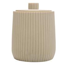 Porta Cotonete Striato 8,5cm x 8,5cm x 10,5cm Bege Porta Cotonete Striato 8,5cm x 8,5cm x 10,5cm Bege