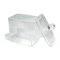 Porta Cotonetes Com Tampa Retangular Organizador Mesa 9,5cm