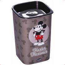 Porta Cotonetes Em Plástico Cinza/Preto Mickey Mouse 420ml