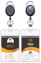 Porta-crachá de identificação retrátil KTRIO com bobinas de crachá de clipe x2