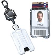 Porta-crachá LIUGX retrátil de fibra de carbono de 80 cm, 4 cartões