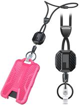 Porta-crachá retrátil com sistema de segurança LIUGX, cordão rosa de 20" Porta-crachá retrátil com sistema de segurança LIUGX, cordão rosa de 20"