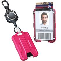 Porta-crachás: chaveiro retrátil LIUGX, 80 cm, rosa, 4 cartões Porta-crachás: chaveiro retrátil LIUGX, 80 cm, rosa, 4 cartões