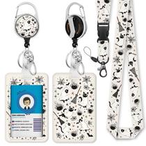 Porta-crachás de identificação com cordão de Halloween Black Cat Bat Giancomics