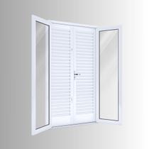 Porta de Aço Balcão 215x120cm com Vidro 4 Folhas Facilita Lucasa