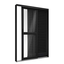 Porta de Aço Balcão Correr Lateral 3 Folhas 215x150cm Facilitá Lucasa Preto Porta de Aço Balcão Correr Lateral 3 Folhas 215x150cm Facilitá Lucasa Preto