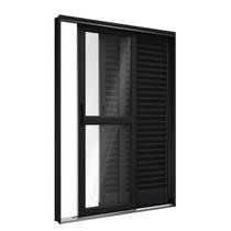 Porta de Aço Balcão de Correr Lateral 3 Folhas 215x150cm Facilitá Lucasa Preto Porta de Aço Balcão de Correr Lateral 3 Folhas 215x150cm Facilitá Lucasa Preto