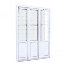 Porta de Aço de Correr 213x150 com Grade Quadrada e Postigo Facilita Lucasa Branco