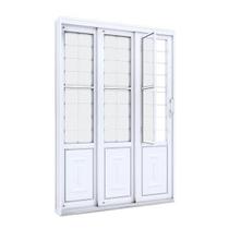 Porta de Aço de Correr 213x150 com Grade Quadrada e Postigo Facilita Lucasa Branco