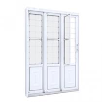 Porta de Aço de Correr 213x150 com Grade Quadrada e Postigo Facilita Lucasa