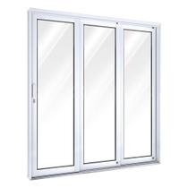 Porta de Aço de Correr 213x150cm 3 Folhas com Vidro Facilita Lucasa