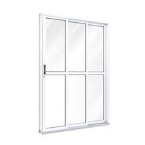 Porta de Aço de Correr 213x150cm 3 Folhas com Vidro Liso Ullian Esquadrias Metálicas