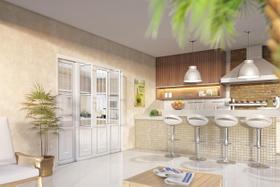 Porta de Aço de Correr 213x200cm 4 Folhas com Grade Mosaico e Vidro Liso Facilita Lucasa