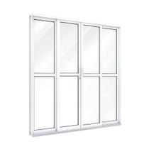 Porta de Aço de Correr 213x200cm 4 Folhas com Vidro Facilita Aço Pronto Riobras Branco