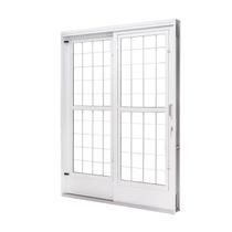 Porta de Aço de Correr e Postigo 215x160cm 2 Folhas com Grade Quadriculada Qualitysol Ramassol Branco