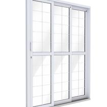 Porta de Aço de Correr Lateral 3 Folhas com Grade Quadrada 213x150 Riobras Aço Pronto Porta de Aço de Correr Lateral 3 Folhas com Grade Quadrada 213x150 Riobras Aço Pronto