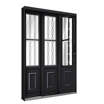 Porta de Aço de Correr Lateral com Postigo e Grade Mosaico 3 Folhas 213x150cm Facilitá Lucasa