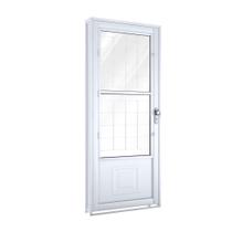 Porta de Aço de Giro com Postigo 215 x 90 x 12cm Grade Quadrada Esquerda Lucasa Facilita