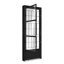 Porta de Aço de Giro com Postigo e Grade Quadrada 215x85cm Aço Pronto Riobras Abertura Esquerda