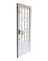 Porta de Aço Postigo 215x85cm com Grade Elo Minas Sul MGM Abertura Esquerda Branco