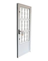Porta de Aço Postigo 215x85cm com Grade Elo Minas Sul Mgm Abertura Esquerda