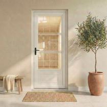 Porta de Aço Postigo 215x85cm com Grade Quadrada Minas Sul MGM Abertura Direita Branco Porta de Aço Postigo 215x85cm com Grade Quadrada Minas Sul MGM Abertura Direita Branco