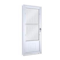 Porta de Aço Postigo 215x90cm com Grade Mosaico e Vidro Mini Boreal Lucasa Branco Porta de Aço Postigo 215x90cm com Grade Mosaico e Vidro Mini Boreal Lucasa Branco